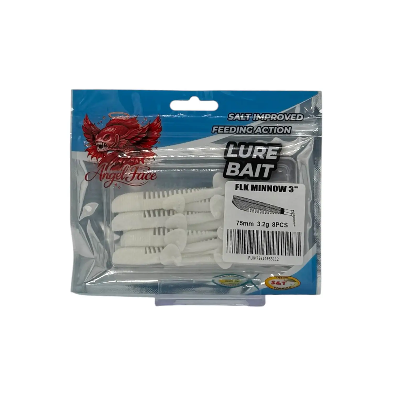 Angel Face FLK Minnow 7.5cm 3.2gr 8 Adet Silikon Yem - White