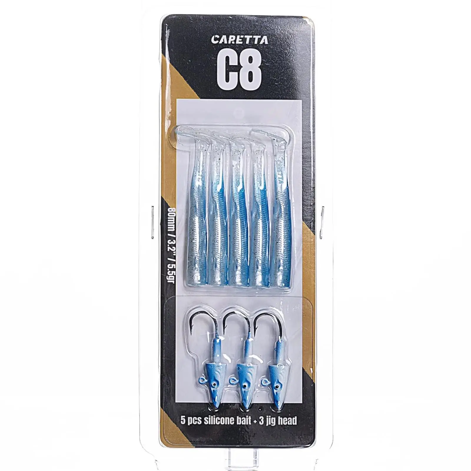 Caretta C8 8cm 5.5gr 5+3 Silikon Yem - Blue Blue