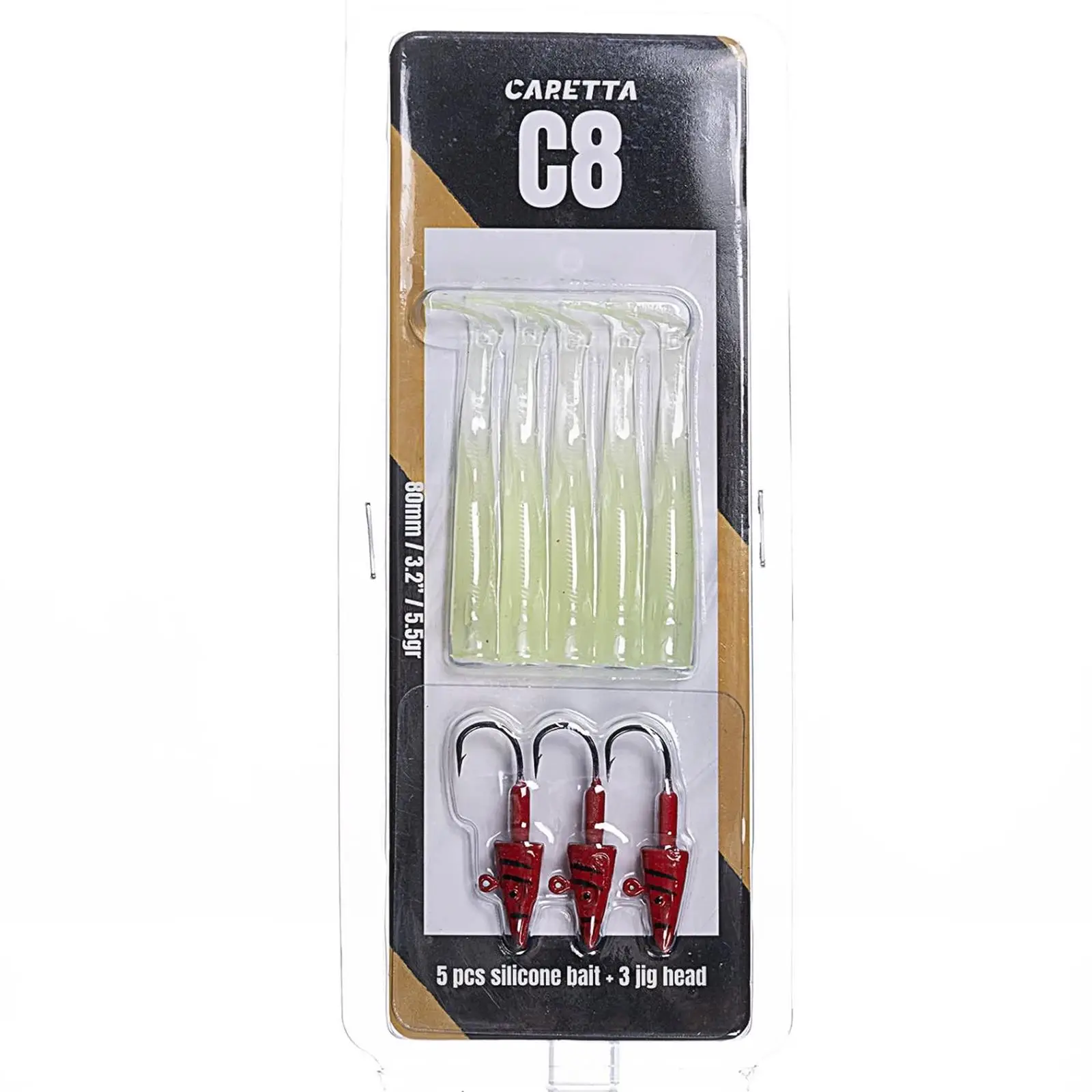 Caretta C8 8cm 5.5gr 5+3 Silikon Yem - Glow