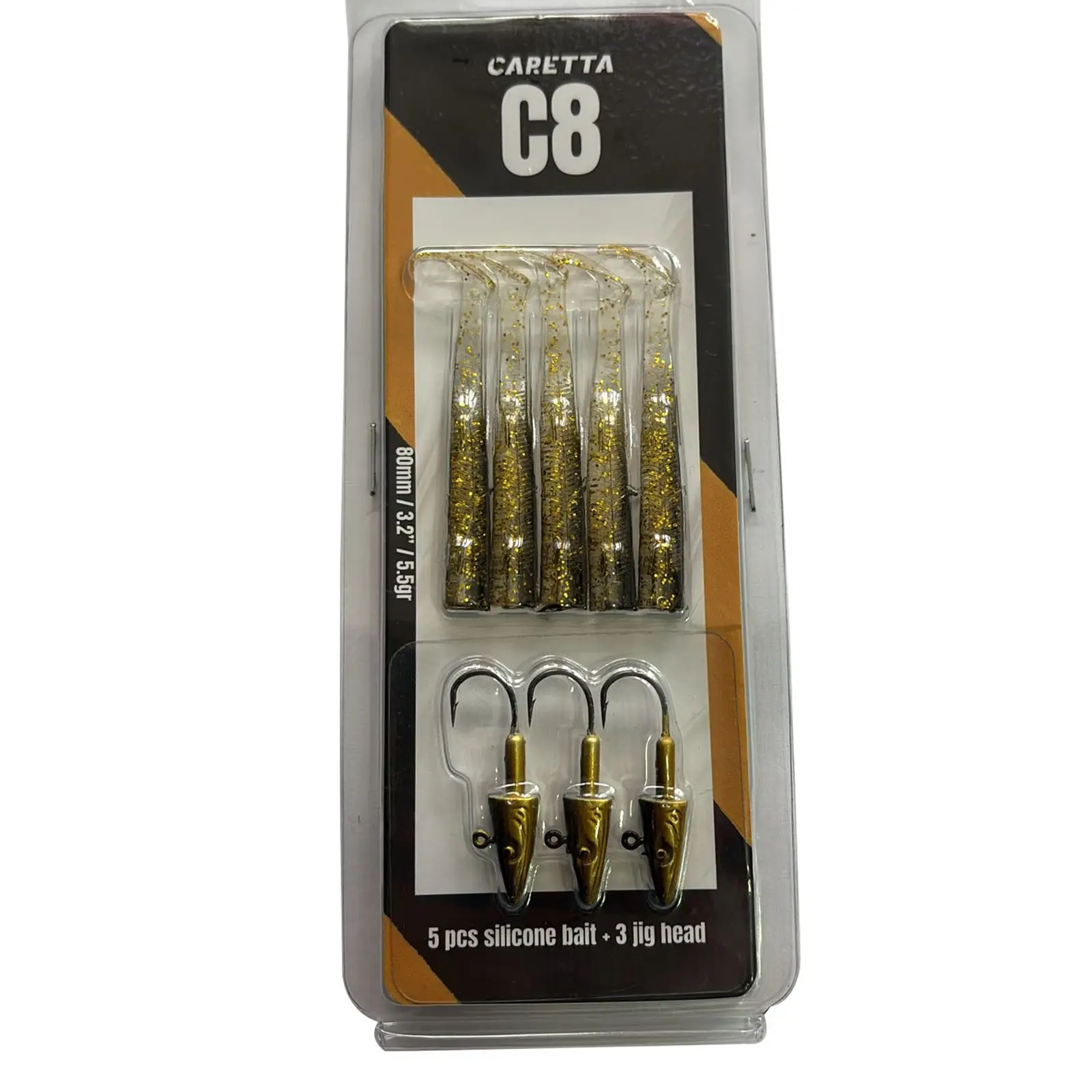 Caretta C8 8cm 5.5gr 5+3 Silikon Yem - Gold