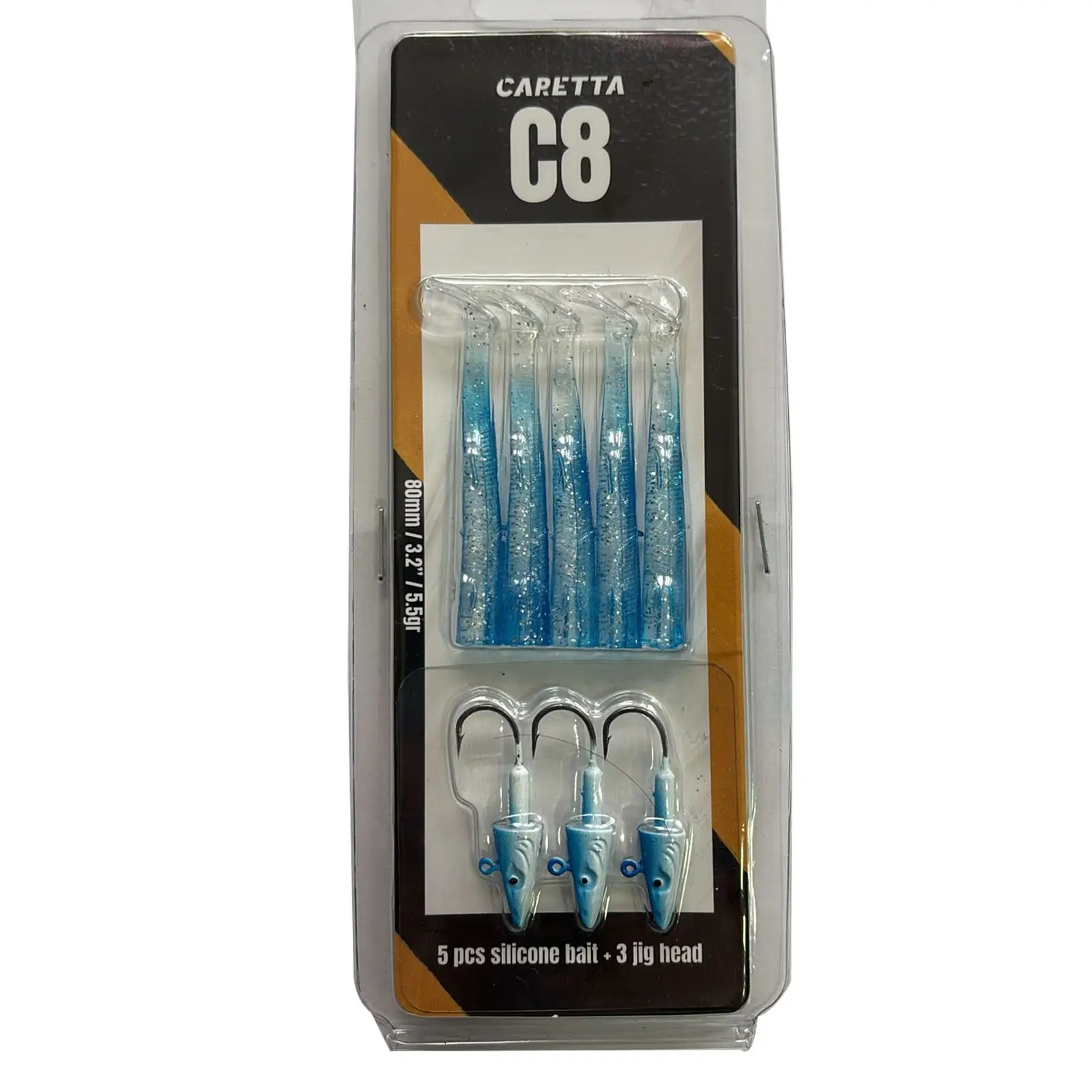 Caretta C8 8cm 5.5gr 5+3 Silikon Yem - Silver Blue