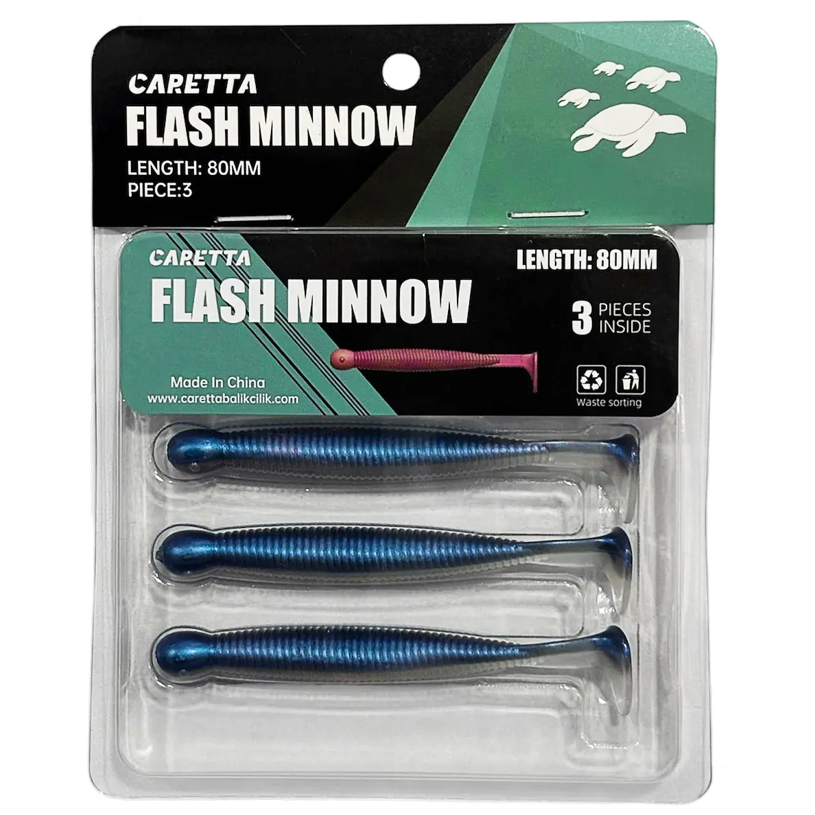 Caretta Flash Minnow 8cm 3.5gr 3 Adet Silikon Yem - Blue Back
