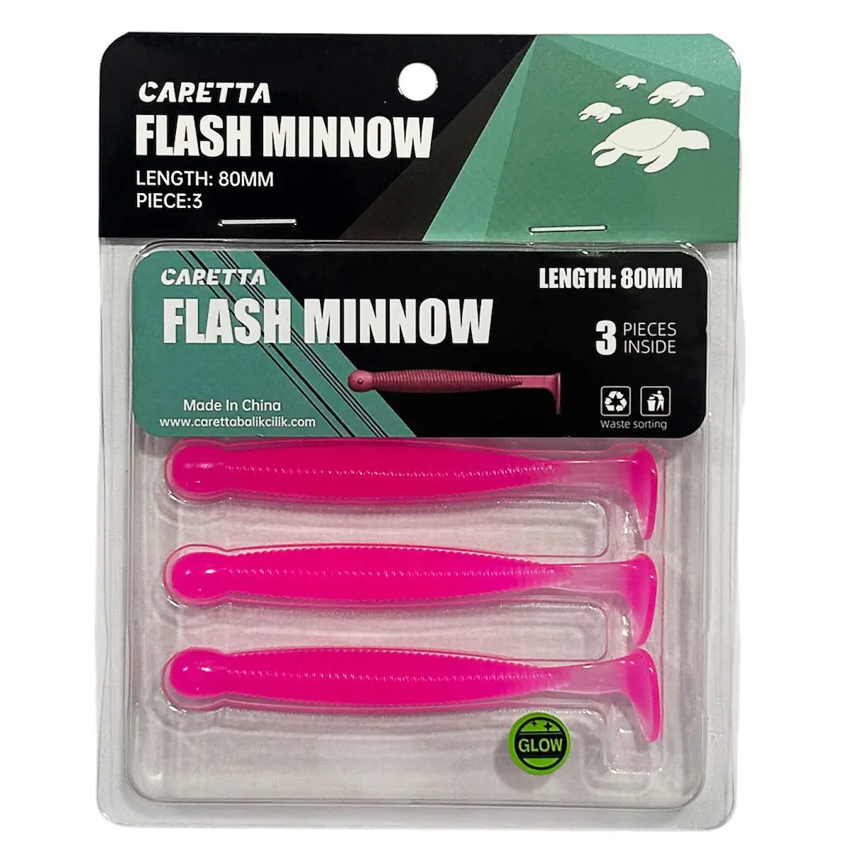 Caretta Flash Minnow 8cm 3.5gr 3 Adet Silikon Yem - Pink Glow