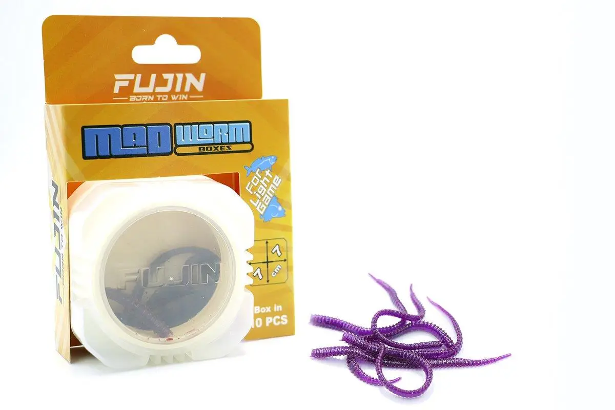 Fujin Mad Worm 9cm 10 Adet LRF Silikonu - Glow Purple Mor