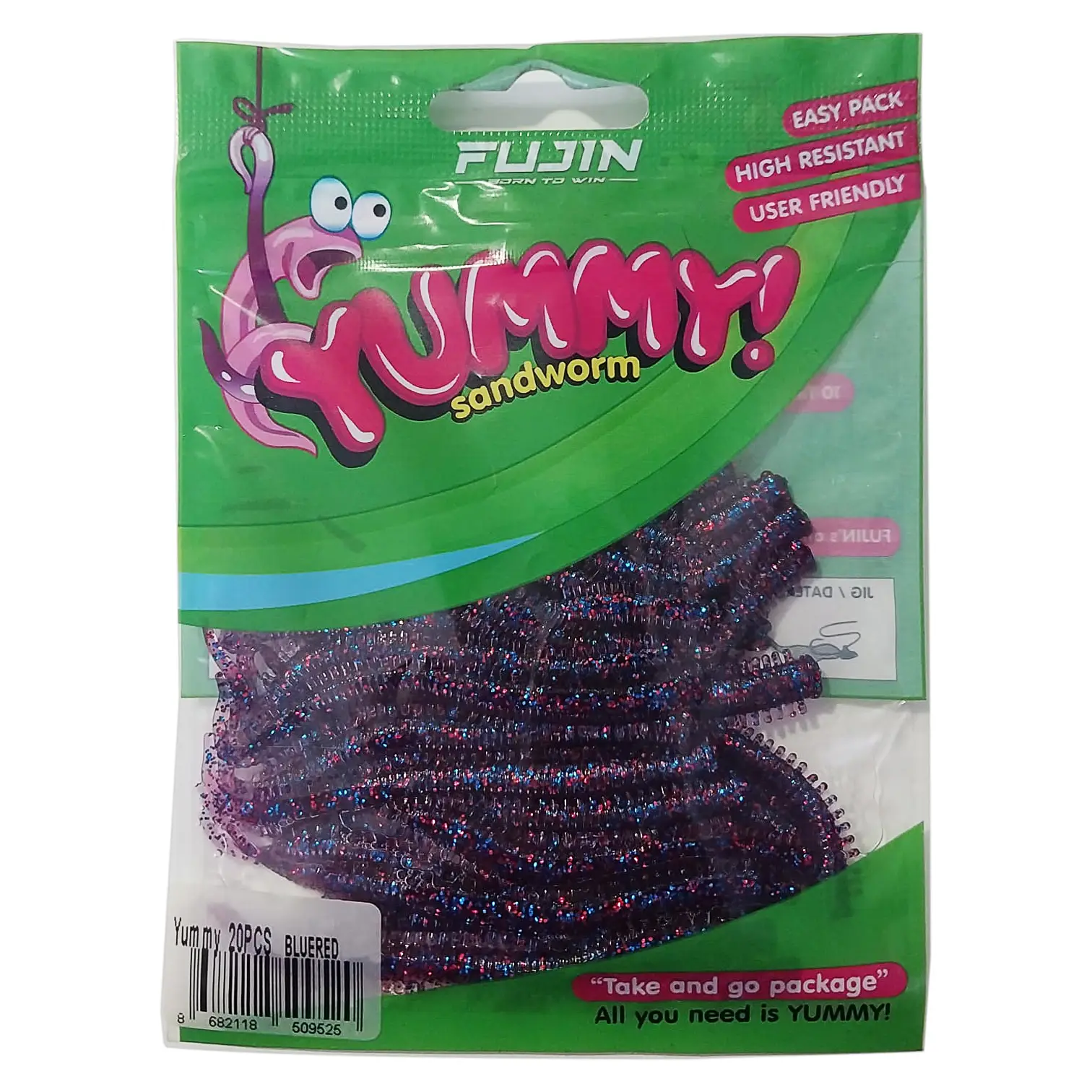 Fujin Yummy Sandworm 7cm LRF Silikonu - Blue Red