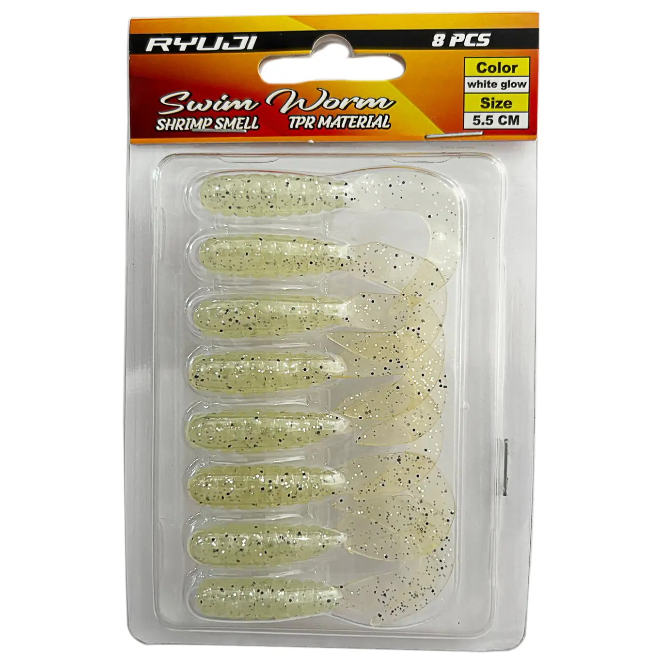 Ryuji Swim Worm 5.5cm 8 Adet LRF Silikon Yem - White Glow