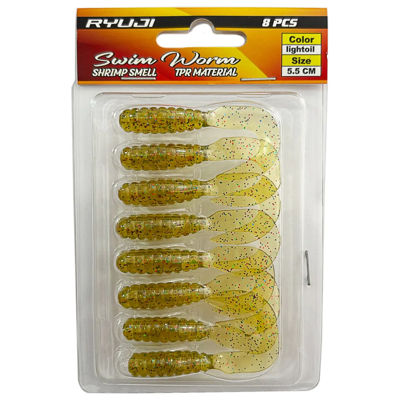Ryuji Swim Worm 5.5cm 8 Adet LRF Silikon Yem - Light Oil