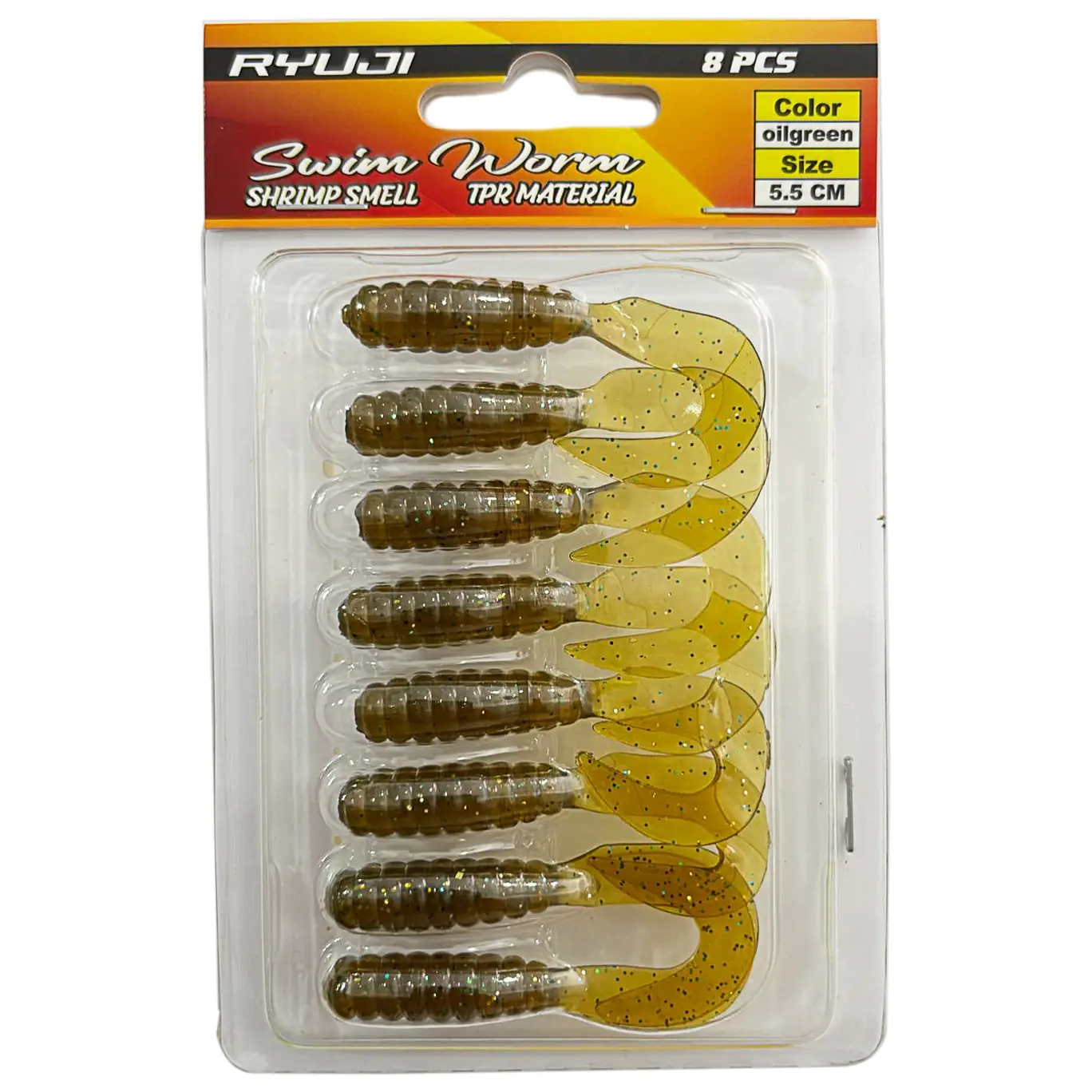 Ryuji Swim Worm 5.5cm 8 Adet LRF Silikon Yem - Oil Green