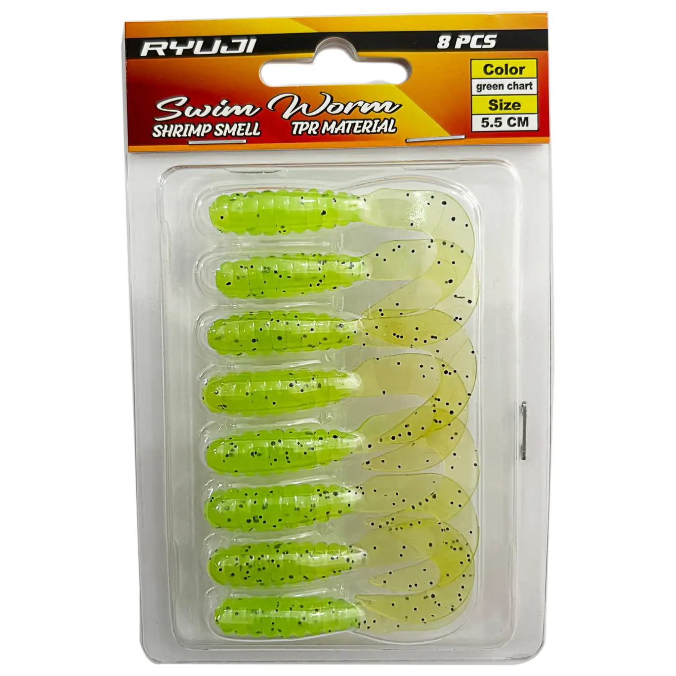Ryuji Swim Worm 5.5cm 8 Adet LRF Silikon Yem - Green Chart